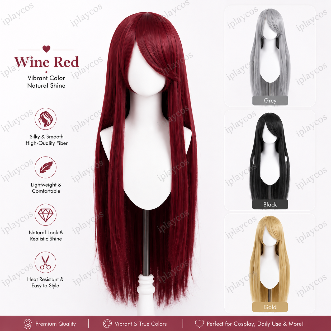 31.5 Inch/ 80 cm Carve Long Straight Cosplay Wig Anime Costume Party Wig
