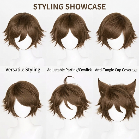 Short Black Wig Men Black Anime Cosplay Wig for Halloween Costume