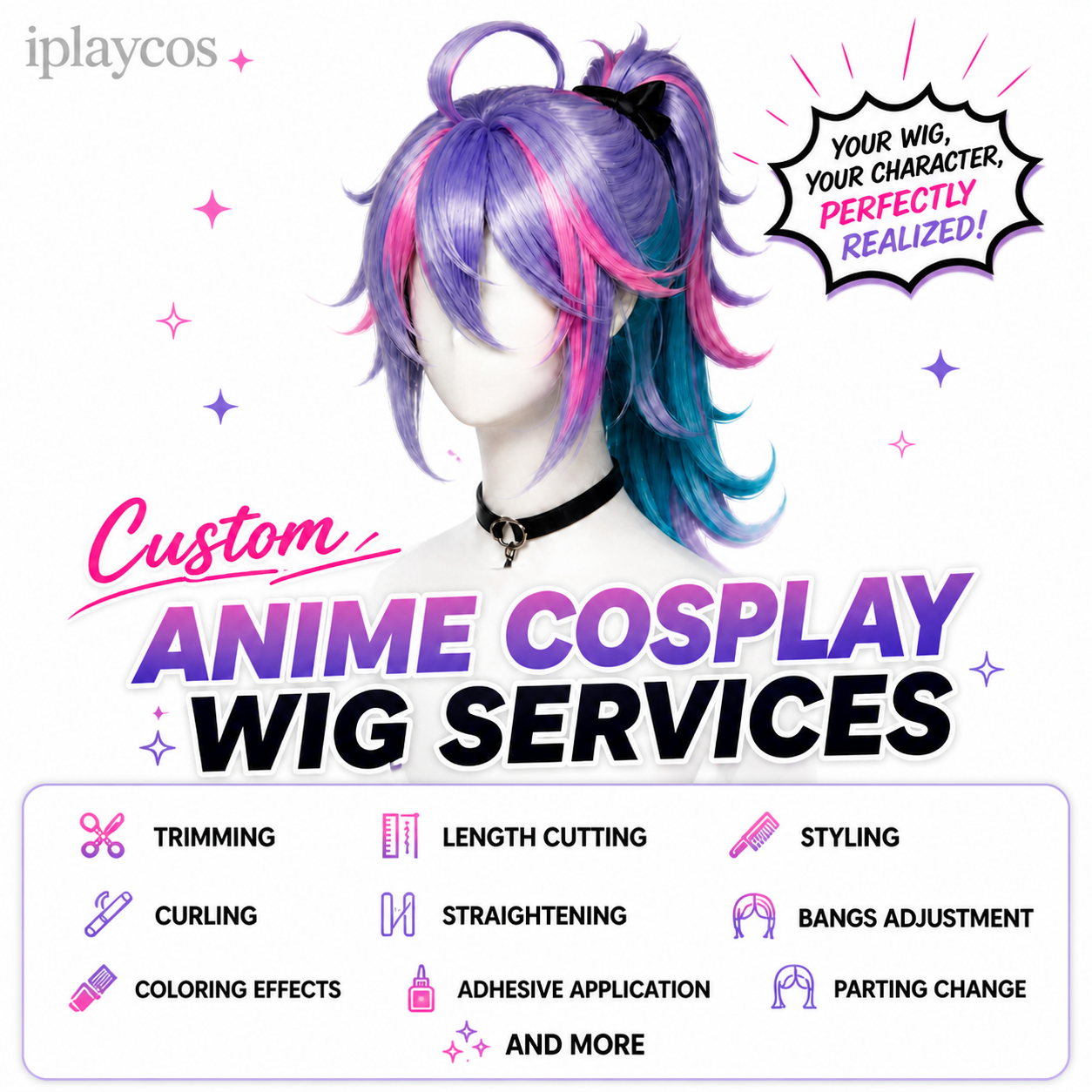 anime cosplay customs wig service